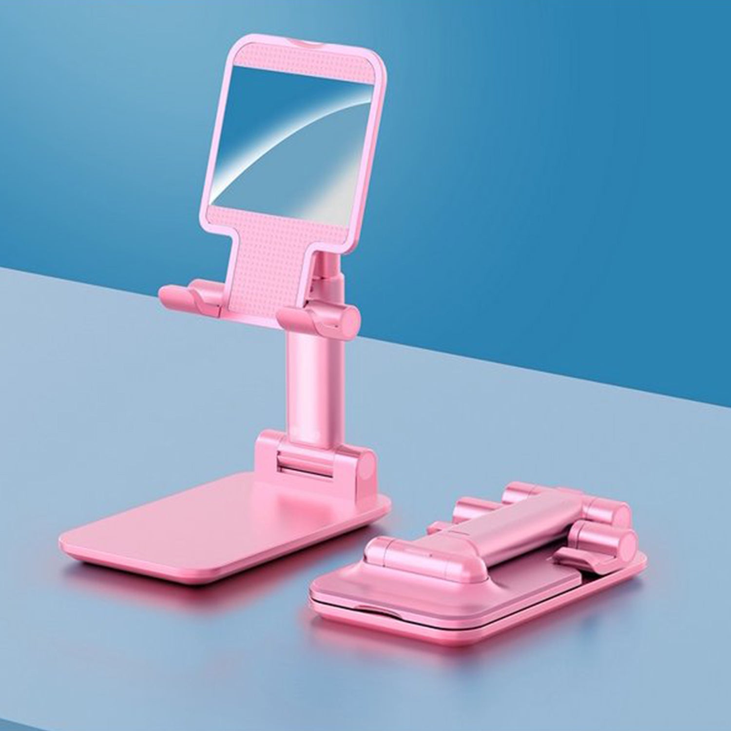 6636 Desktop Cell Phone Stand Phone Holder With Mirror Full 3-way Adjustable Phone Stand For Desk Height + Angles Perfect As Desk Organizers And Accessories.